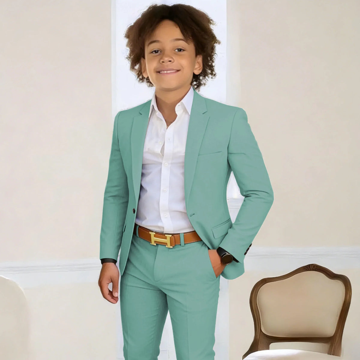 Suit For Boys 2-16 Years Blazer Pant Set 2 Piece Slim Fit Casual Beige Wedding Suit Set Birthday Stage Performance Costumes