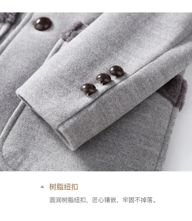 High-quality, fashionable, cool, trendy and versatile men's mid-length woolen collar casual woolen coat