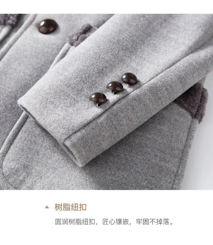 High-quality, fashionable, cool, trendy and versatile men's mid-length woolen collar casual woolen coat