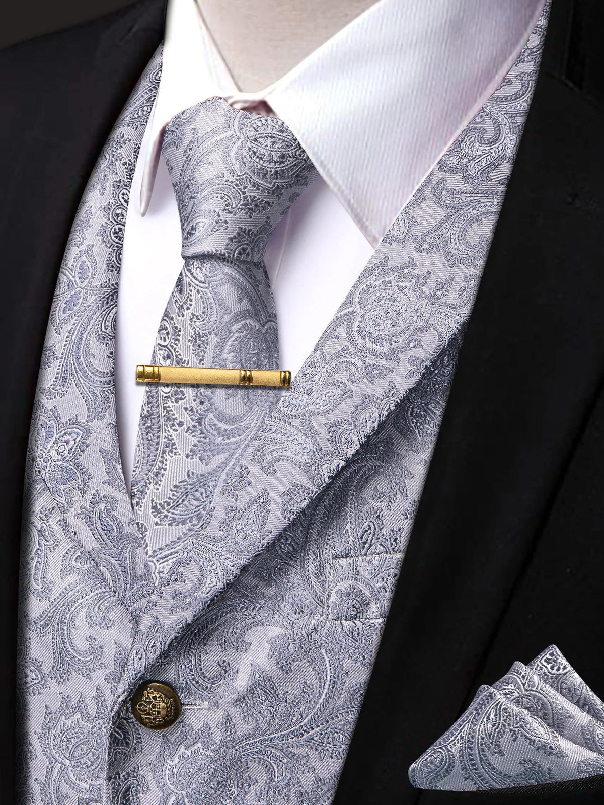 Men's Vest and Tie Set – Paisley Floral Waistcoat with Necktie for Weddings and Business Occasions