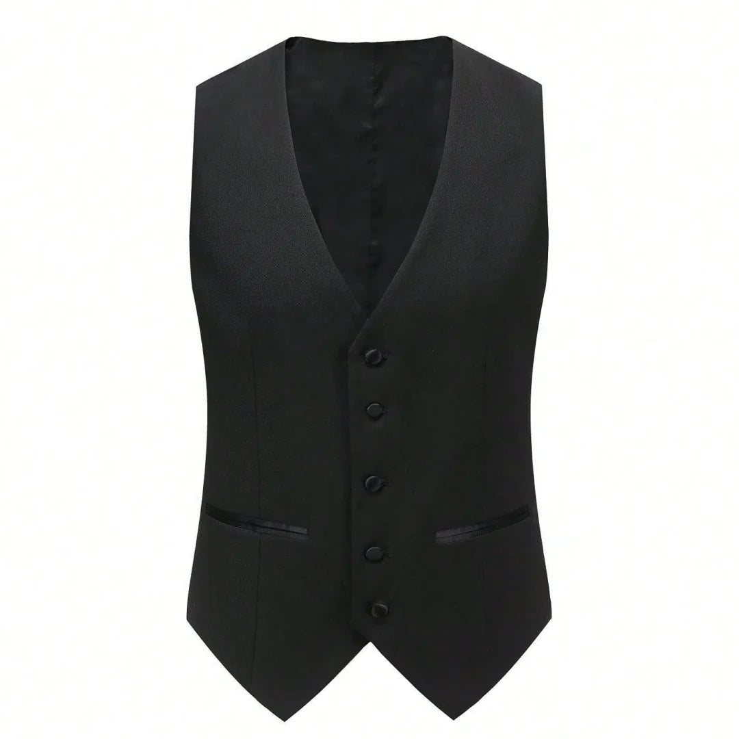 Men Suit 3 Pieces Beige With Black Lapel Single Button For Wedding Business Banquet Party Work Office Jacket Vest Pnats