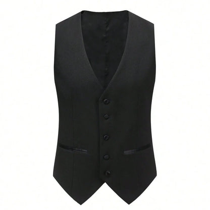 Men Suit 3 Pieces Beige With Black Lapel Single Button For Wedding Business Banquet Party Work Office Jacket Vest Pnats