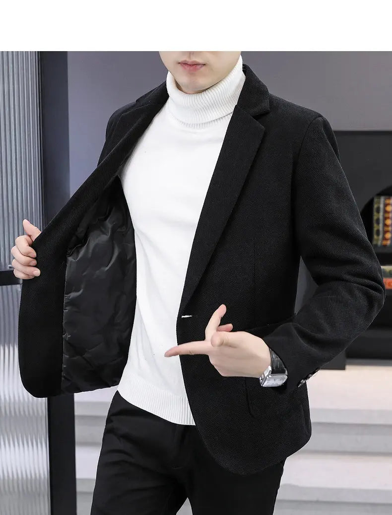 Blazer Men Fashionable Outdoor Wedding Versatile Slimming and Casual Korean Version Golden Mink Velvet Velvet and Cotton Blazer