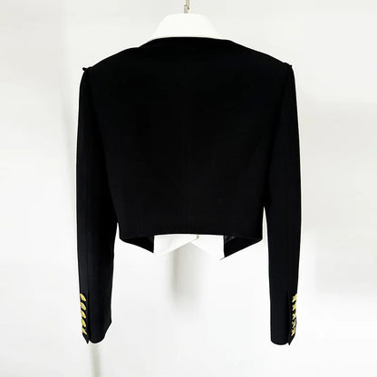 Women Short Blazer Color Block Single Breasted Slim Fit Jacket Turn-down Collar Elegant Coat New Spring Autumn 2026 HK19240