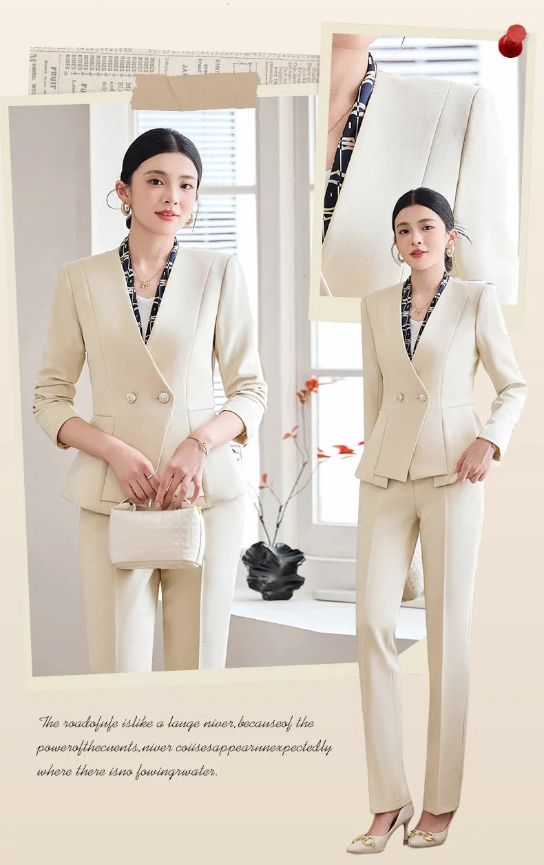 Fashionable professional women's two-piece pant+blazers. Slim fit, elegant  comfortable. 2025 autumn winter new styles