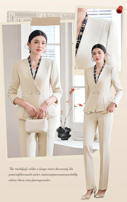 Fashionable professional women's two-piece pant+blazers. Slim fit, elegant  comfortable. 2025 autumn winter new styles