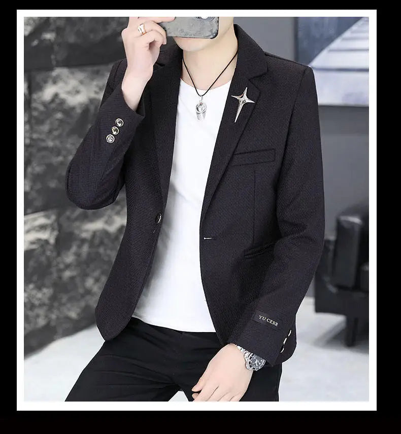 Men's Slim Fit Fashionable Hair Stylist Little Blazer Autumn 2026 New Arrival Trendy Small Jacket for Younger Men