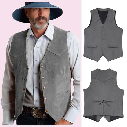 Men's Suit Vest Slim Fit V-Neck Metal Buttons Flannel Waistcoat for Business & Smart Casual Occasions