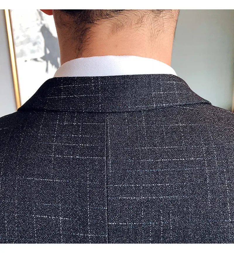 Men's 3-Piece Striped Formal Suit – Blazer, Vest & Trousers | Italian Style Business Gentleman