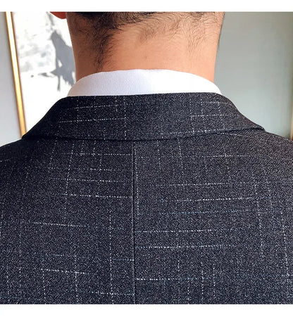 Men's 3-Piece Striped Formal Suit – Blazer, Vest & Trousers | Italian Style Business Gentleman