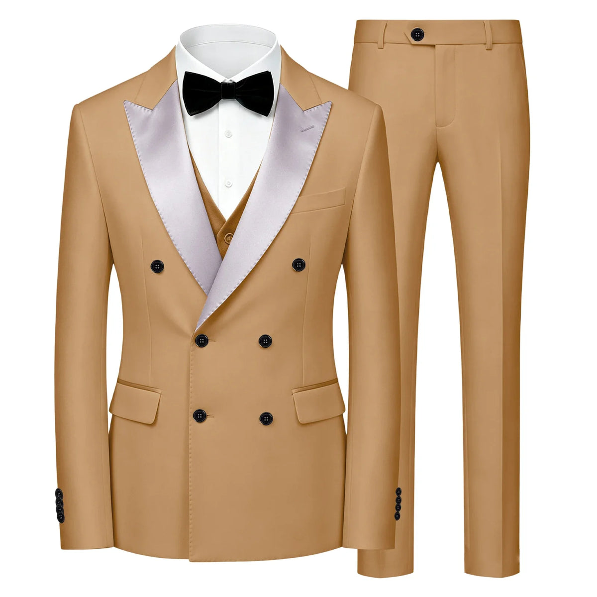 Men's Double Breasted 3 Piece Suit – Slim Fit Tuxedo Set for Weddings & Formal Events