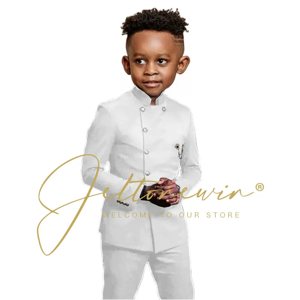 Royal Blue Boys Suit 2 Piece Wedding Tuxedos Double Breasted Jacket Pants Slim Fit Kids Formal Party Outfit Blazer Sets