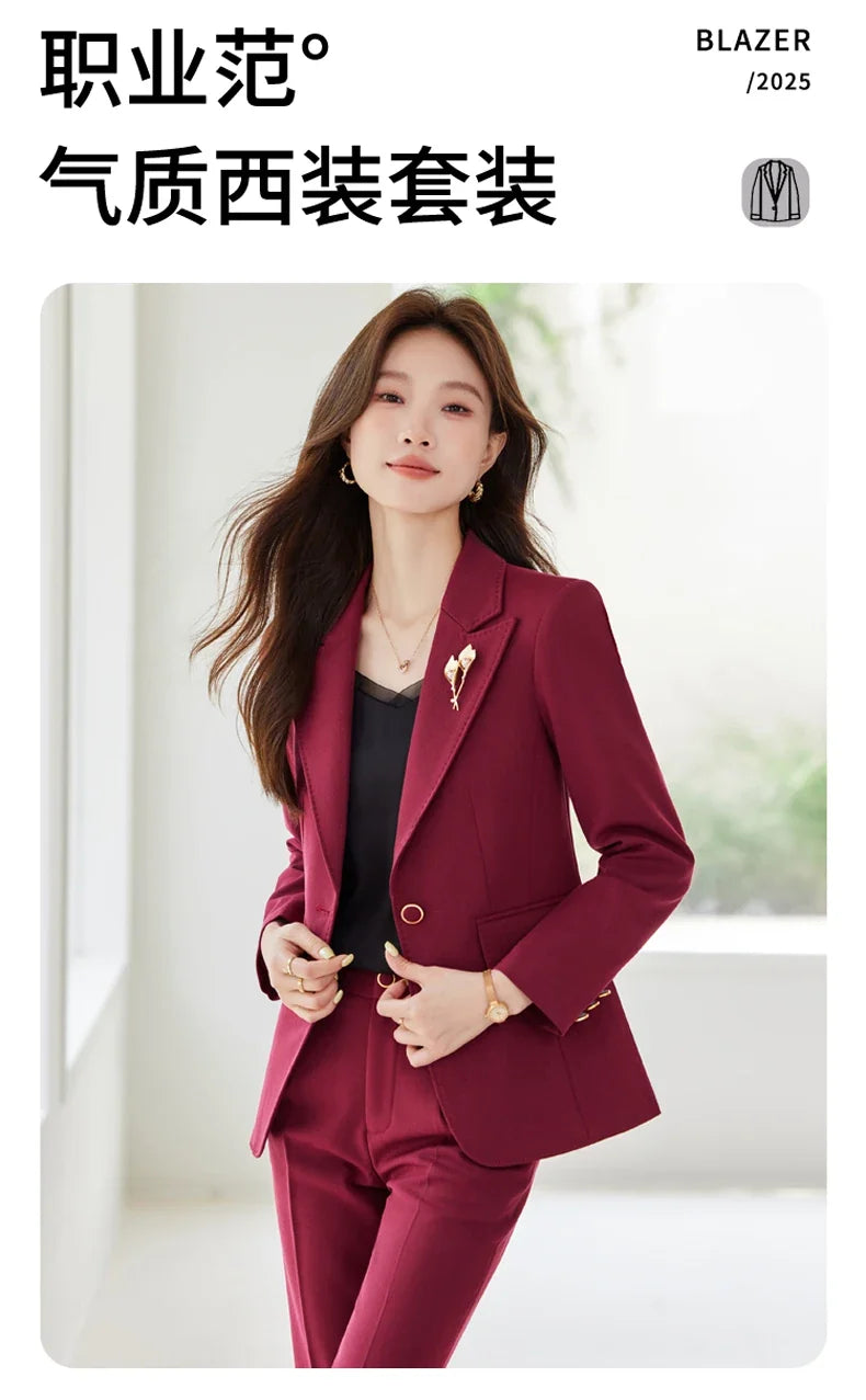 Elegant and fashionable professional women's wear, exquisite two-piece suit jacket + pants. 2025 autumn/winter new styles