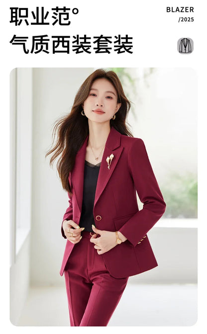 Elegant and fashionable professional women's wear, exquisite two-piece suit jacket + pants. 2025 autumn/winter new styles