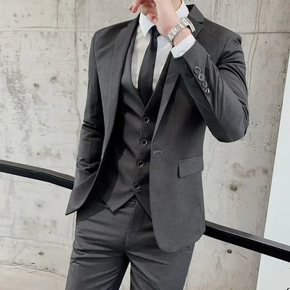 Men's Three-Piece Formal Suit – Slim Fit Business Dress Suit for Men