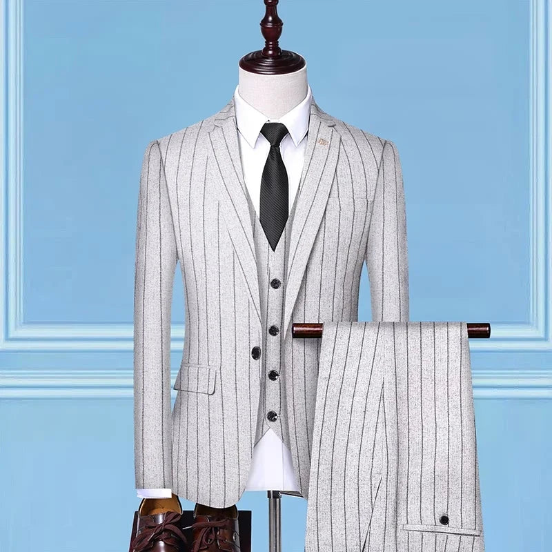 2025 Slim-Fit Three-Piece Suit Vest Trousers Set High-End Boutique British Wedding Party Trend Casual Formal Dress