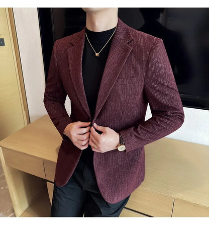 New Fashion Meteor Striped Suit Jacket High Quality Men's Slim Fit Business Formal Social Prom Party Casual Tuxedos 5XL-M