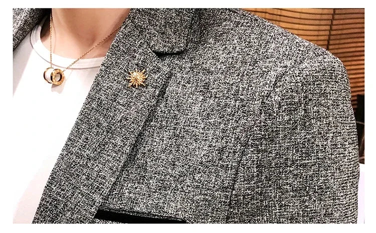 Solid Color Men's Fashion Casual Outdoor Gentleman Business Wedding Trend Slim-fit Formal Dress British Style Wedding Blazer