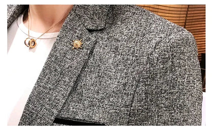 Solid Color Men's Fashion Casual Outdoor Gentleman Business Wedding Trend Slim-fit Formal Dress British Style Wedding Blazer