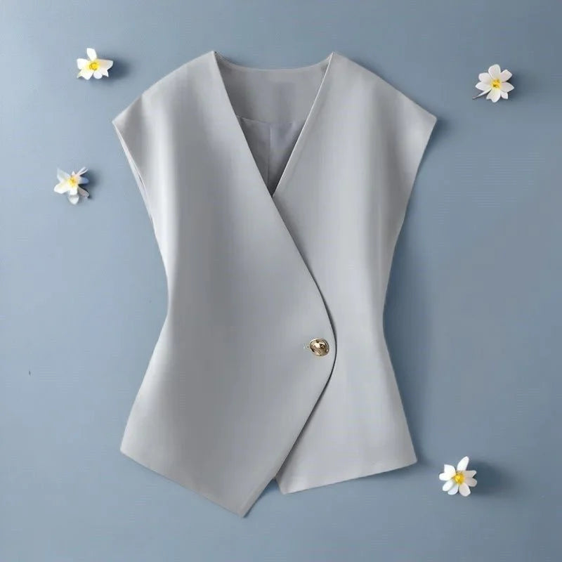 2026 Spring Autumn Short Vest Women Korean Slim Sleeveless Jacket Casual With lining Blazer Waistcoat Female Tops Chaleco Mujer