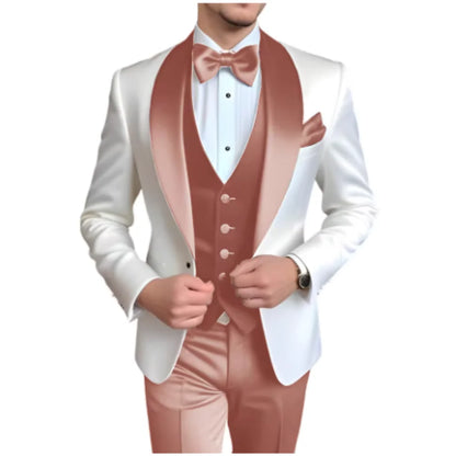 Men's 3-Piece Slim Fit Suit – Single Breasted Blazer, Vest & Pants Set for Wedding, Business & Formal Occasions