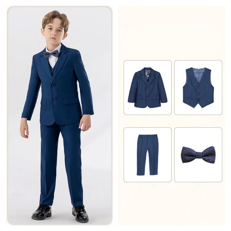 Flower Boys Wedding Suit Set Spring Kids Birthday Photograhy Outfit Children's Piano Host Speech Chorus Performance Costume