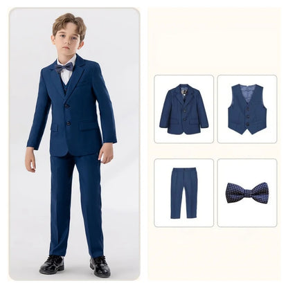Flower Boys Wedding Suit Set Spring Kids Birthday Photograhy Outfit Children's Piano Host Speech Chorus Performance Costume