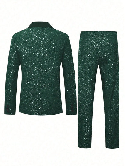 High-quality Fashionable Banquet Party Men's Clothing - European-style Shiny Banquet Stylish Men's Suit Sets