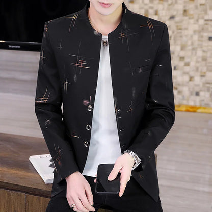 Blazer Fashionable Outdoor Travel Youthful Wedding Versatile Host for Campus Slim-fit Casual Lightweight Stripes Men's Blazer