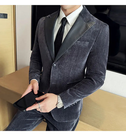 Men's Slim Fit 3-Piece Suit – Smart Casual & Wedding Formal Set