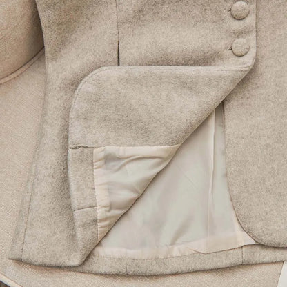 Vintage Brushed Shoulder Jacket Gray Suit Sleeveless Vest Fashionable Lady Coat Autumn/Winter Commuting Elegant Women's Clothing