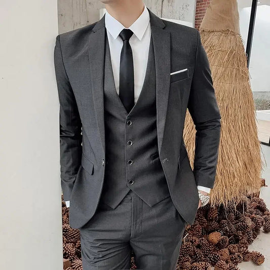 Men's Three-Piece Slim Fit Suit | Blazer, Waistcoat & Trousers for Formal and Business Occasions