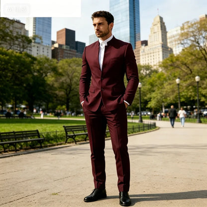 Men's Solid Color Business Terno Casual Workwear British Style Wedding Suit Performance Casual Male Suits Fashion