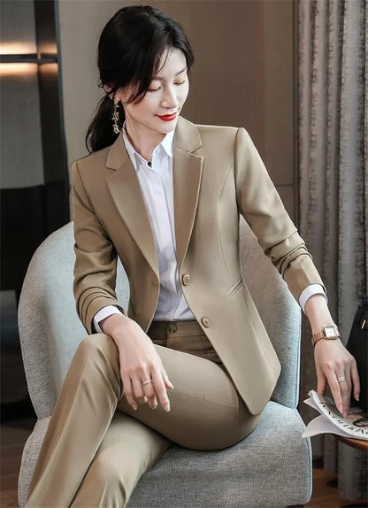 2025 New Blazer Trousers Women's Suit Sets Long Sleeve Jacket Blazer Casual Office Ladies Pantsuit For Business Clothing