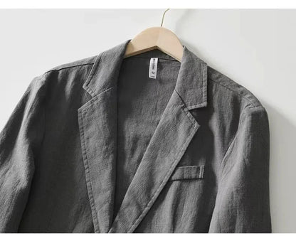 Cotton and Linen Blazer Men's Fashionable Business Casual Outdoor Versatile Travel Lightweight Loose-fitting Retro Style Blazer