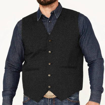 Men's Suit Vest – Herringbone Weave, Single Button, V-Neck, Wedding & Business Formal
