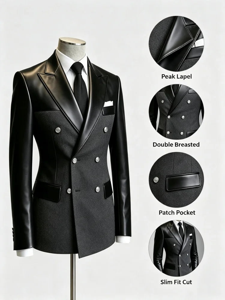 Men's Business Blazer Solid Color British Style Professional Work Groom Wedding Dress High Quality Slim Fit Man Blazer Jacket