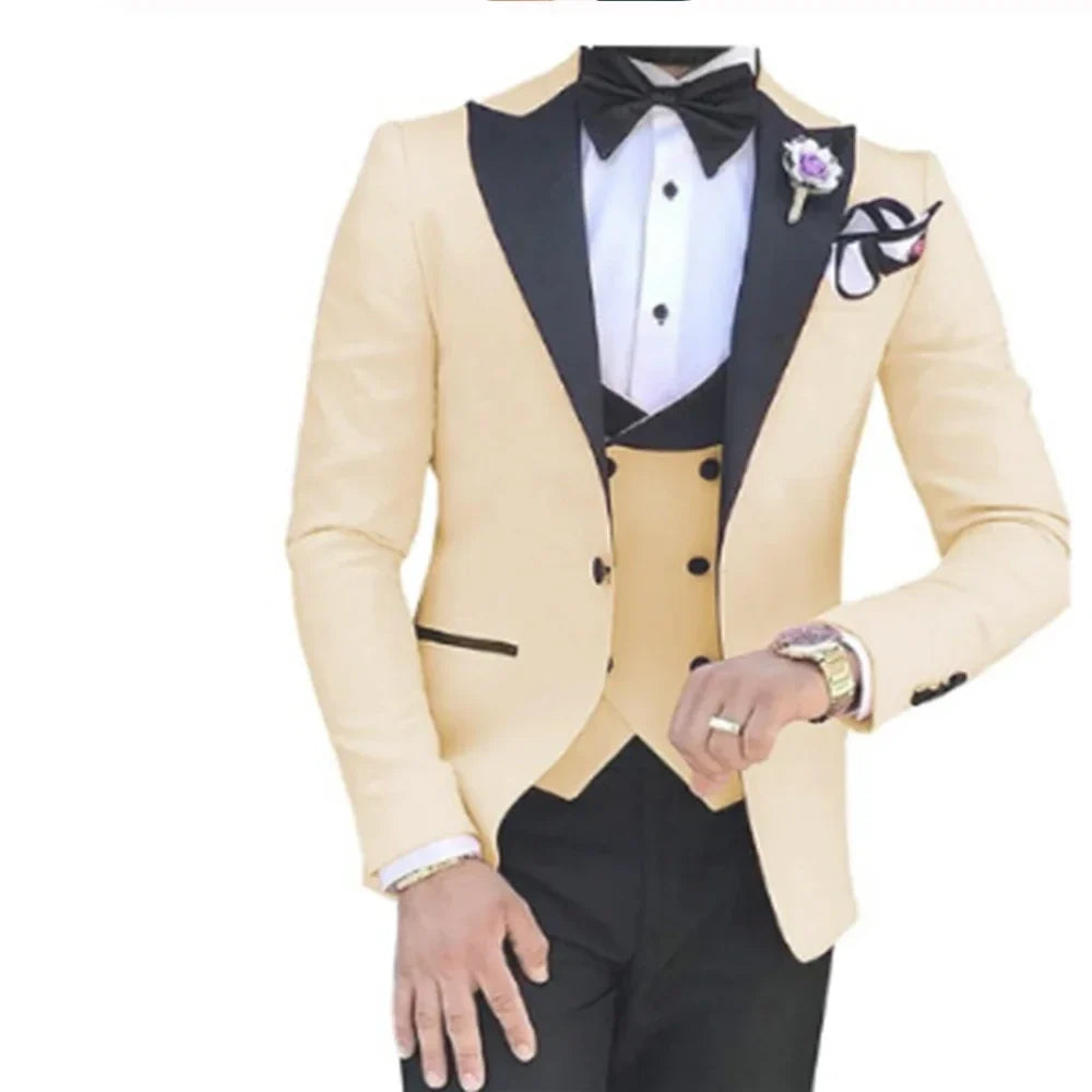 Men wedding Suits For Men Custom Made Groom Groomsmen Tuxedos Wedding Men Suit Terno Masculino(Jacket+Pant+Vest)