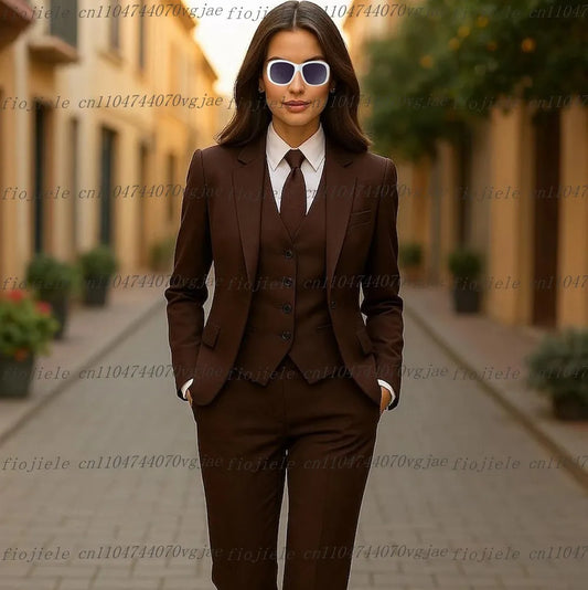 New Purple Formal Business Women Suit Wedding Party Prom Ladies Mother Girl Wife Tuxedos Costume 3 Piece Set Blazer Vest Pants