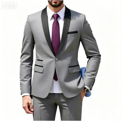 Ensemble costume homme - Costume de cérémonie pour homme - Ensemble 2 pièces pour tenue de marié - Costume homme pour tenue d'affaires, de mariage, de banquet