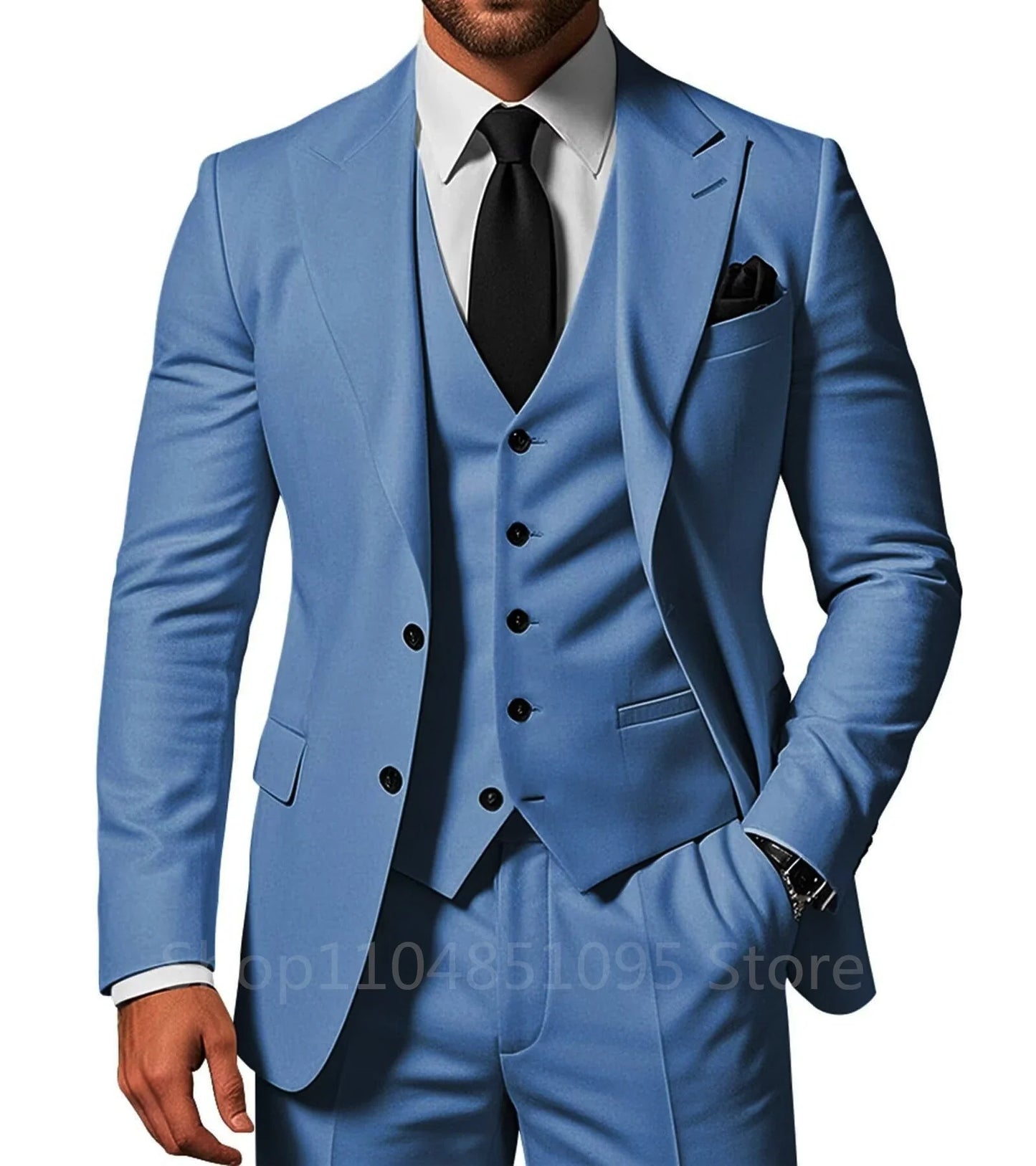 Elegant Slim Fit 3 Piece Wedding Suits for Men Best Man Groom Tuxedos Smart Casual Prom Business Office Blazer Set Costume Homme