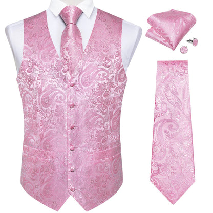 Men's Paisley Waistcoat with Necktie Set for Weddings and Formal Occasions
