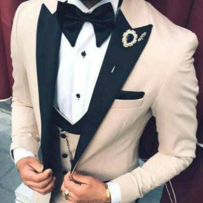 latest fashion Costume peak lapel men's suit jacket groom wedding ball business dress 3 piece slim fit tuxedo terno masculino