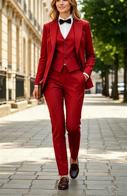 Luxury Women's Suits Elegant Formal Official 3 Pcs Pants Suit Set Slim Fit Women Outfit (Jacket+Vest+Pants) Tailor Made