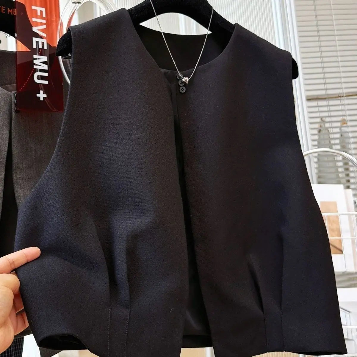 Women Blazer Vest New Spring Summer O-Neck Lined Coat Cardigan Sleeveless Jacket Casual Solid Short Suits Waistcoat Tank Tops