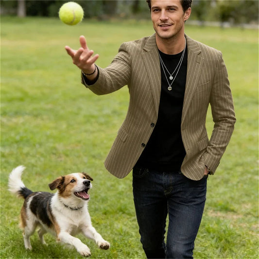Men's Striped Blazer Casual Slim Fit Suit Jacket 2026 New Business Casual Single Breasted Blazer for Men Office Wedding Party Co