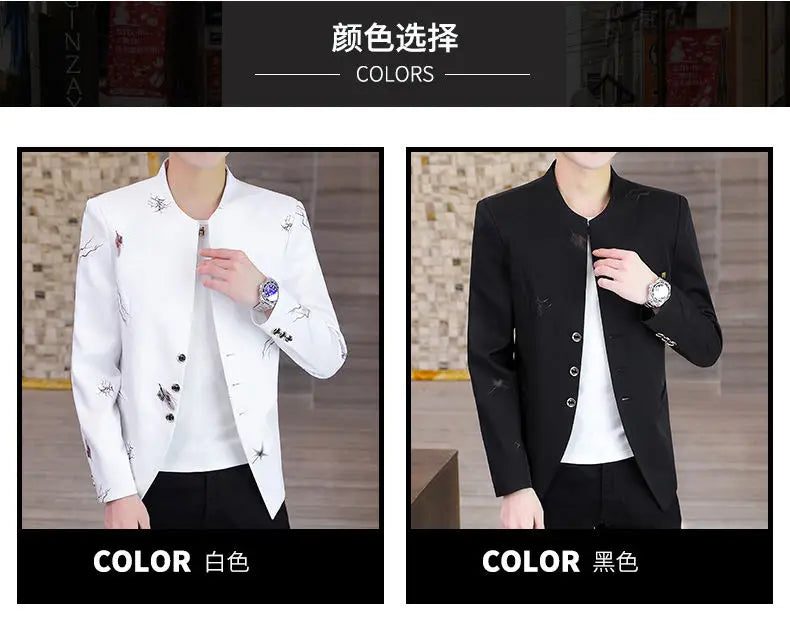 2026 Blazer Fashionable Outdoor Travel Youthful Wedding Versatile Printed Fabric Host Slim-fit Casual Lightweight Men's Blazer