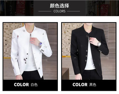 2026 Blazer Fashionable Outdoor Travel Youthful Wedding Versatile Printed Fabric Host Slim-fit Casual Lightweight Men's Blazer