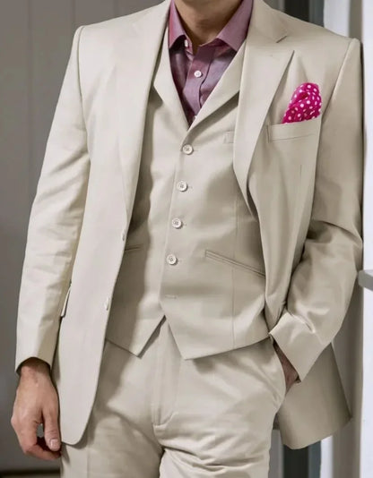 Fashion Elegant Men Suits Casual Slim Fit Blazers Hombre High Quality Custom 3 Piece Set Jacket Vest Pants Costume
