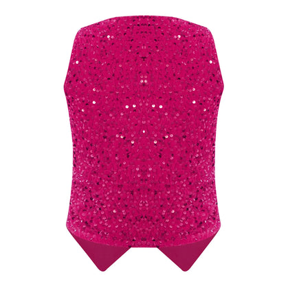 Vests for Women Fashion Waistcoat V-neck Sleeveless Vest Music Festival Sequin Party Tops Cocktail Party Nightclub Disco Outfit